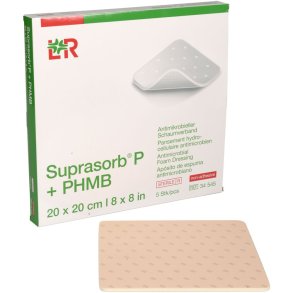 Skumbandage, Suprasorb P + PHMB, 20x20cm, u/kl�b, latexfri, steril *Denne vare tages ikke retur*