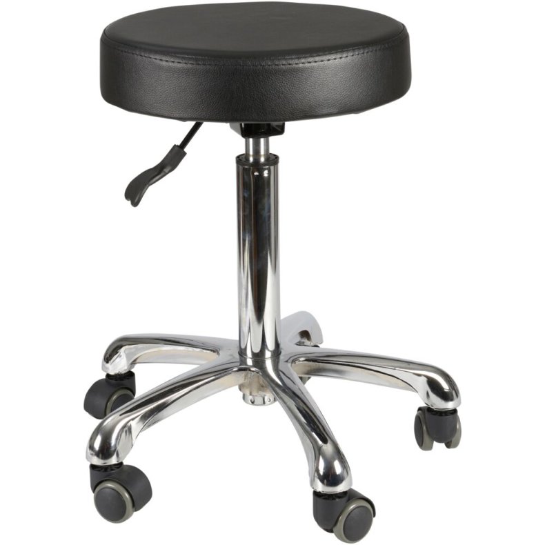 Taburet, normal model, sort, h�jde 53-68 cm, rundt s�de