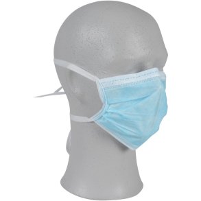 Ansigtsmaske med bindeb�nd, ABENA Excellent, 3-lags, bl�, engangs