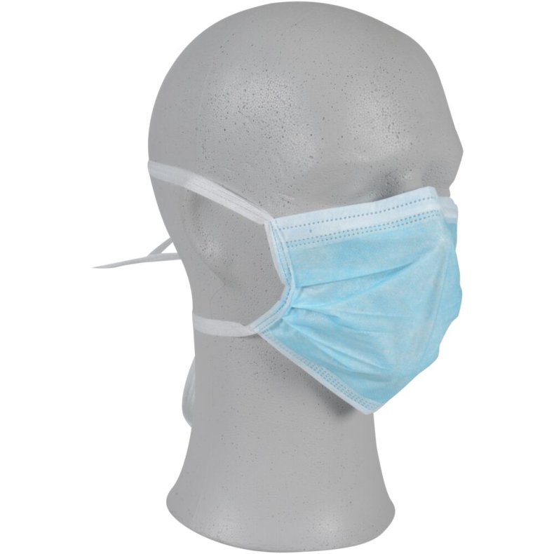 Ansigtsmaske med bindeb�nd, ABENA Excellent, 3-lags, bl�, engangs