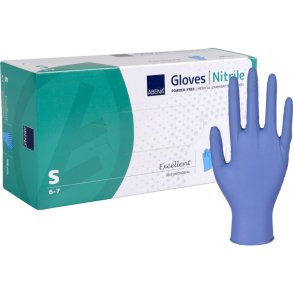 Unders�gelseshandske, antimikrobiel, ABENA Excellent, S, bl�, nitril, pudderfri