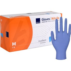 Unders�gelseshandske, antimikrobiel, ABENA Excellent, M, bl�, nitril, pudderfri