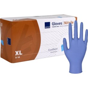 Unders�gelseshandske, antimikrobiel, ABENA Excellent, XL, bl�, nitril, pudderfri