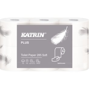 Toiletpapir, Katrin Plus, 3-lags, 35,6m x 9,7cm, �120mm, hvid, nyfiber