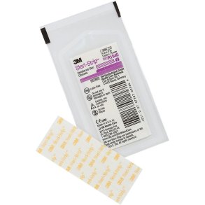 Strip, Steri-strip, 75x3mm, hvid, forst�rket, ark � 5 strips, latexfri, steril, engangs *Denne vare tages ikke retur*