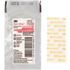 Strip, Steri-strip, 75x6mm, hvid, forst�rket, ark � 3 strips, latexfri, steril, engangs *Denne vare tages ikke retur*
