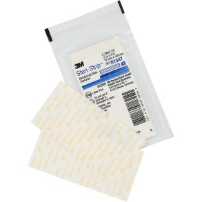 Strip, Steri-strip, 100x12mm, hvid, forst�rket, ark � 6 strips, latexfri, steril, engangs *Denne vare tages ikke retur*