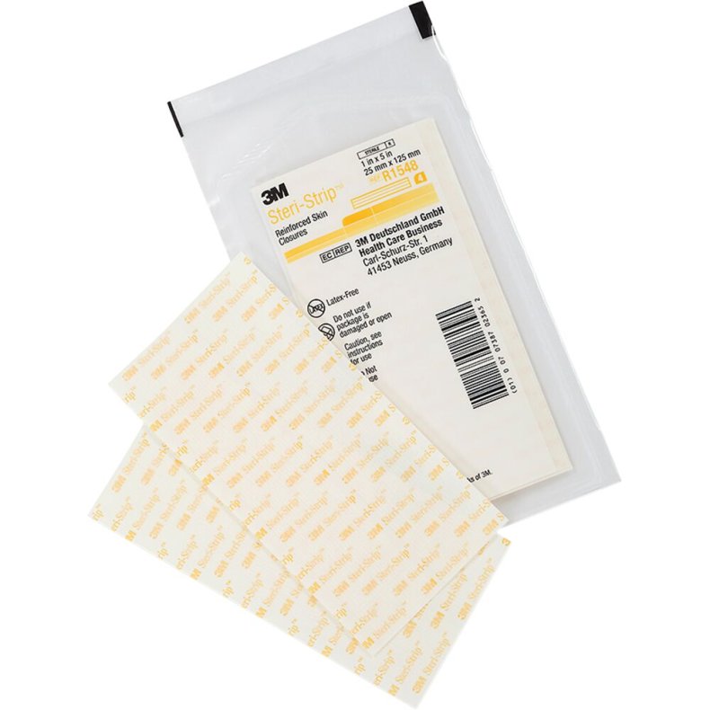 Strip, Steri-strip, 125x25mm, hvid, forst�rket, ark � 4 strips, latexfri, steril, engangs *Denne vare tages ikke retur*