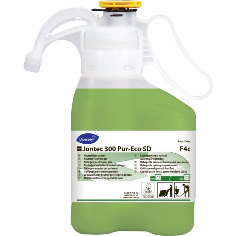 Gulvreng�ring, Diversey TASKI Jontec 300 Pur-Eco SD F4c, 1,4 l, SD, med farve og parfume *Denne vare tages ikke retur*