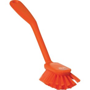 Opvaskeb�rste, Vikan, 28x6x5,5cm, orange, polyester/PP/rustfrit st�l, medium, skrabekant *Denne vare tages ikke retur*