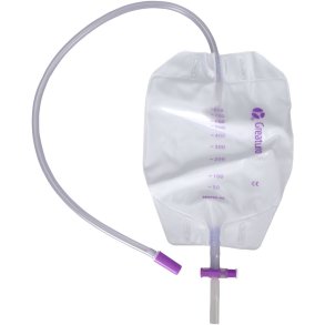 Urinpose, benpose, Greaturo, 60cm, 800 ml, etkammer, CV/NRV, NW bagside, justerbar slange, nattilkobling, singlepak