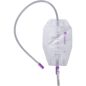 Urinpose, benpose, Greaturo, 60cm, 600 ml, etkammer, DV/NRV, NW bagside, justerbar slange, nattilkobling, singlepak