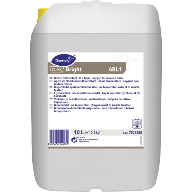 Blege- og desinfektionsmiddel, Diversey CLAX Bright 4BL1, 10 l, uden klor, farve og parfume