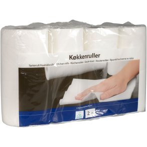 K�kkenrulle, Dansk papir industri, 2-lags, 14,4m x 22cm, hvid, blandingsfibre