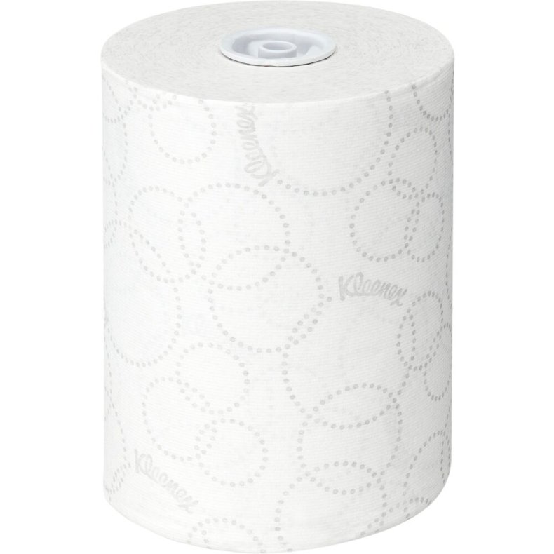 H�ndkl�derulle, Kimberly-Clark Kleenex, 2-lags, 100m x 19,8cm, �15cm, hvid, blandingsfibre, system