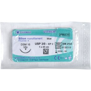 Sutur, Silon Monofilament, 45cm, bl�, 4/0, DSM-16 n�l (PC3 Prime), non-resorberbar, steril *Denne vare tages ikke retur*