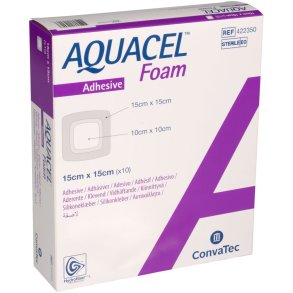 Skumbandage, Aquacel Foam, 15x15cm, m/fiberkontaktlag og silikonekl�b, latexfri, steril, engangs *Denne vare tages ikke retur*
