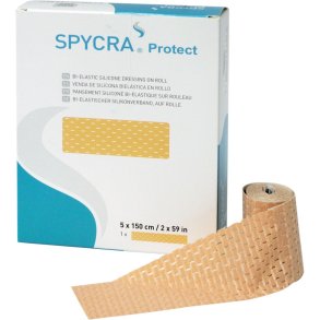 Forbinding, Spycra Protect, 5x150cm, beige, bi-elastisk, rulle, m/silikonekl�b, enkeltpakket, steril, engangs *Denne vare tages ikke retur*