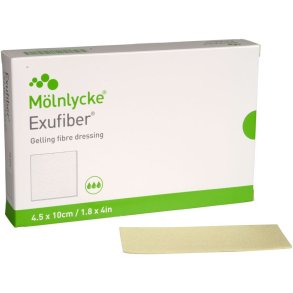 Fiberbandage, Exufiber, 4,5x10cm, steril, engangs *Denne vare tages ikke retur*