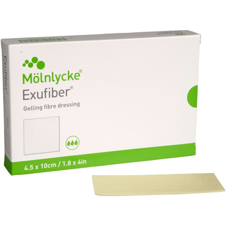 Fiberbandage, Exufiber, 4,5x10cm, steril, engangs *Denne vare tages ikke retur*