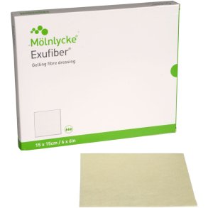 Fiberbandage, Exufiber, 15x15cm, steril, engangs *Denne vare tages ikke retur*