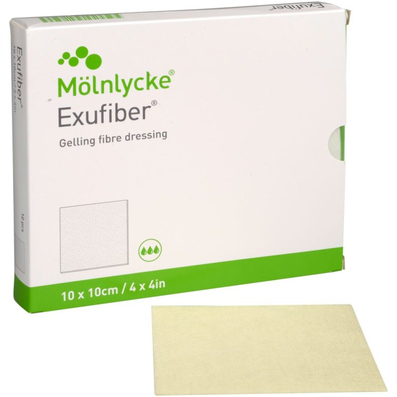 Fiberbandage, Exufiber, 10x10cm, steril, engangs *Denne vare tages ikke retur*