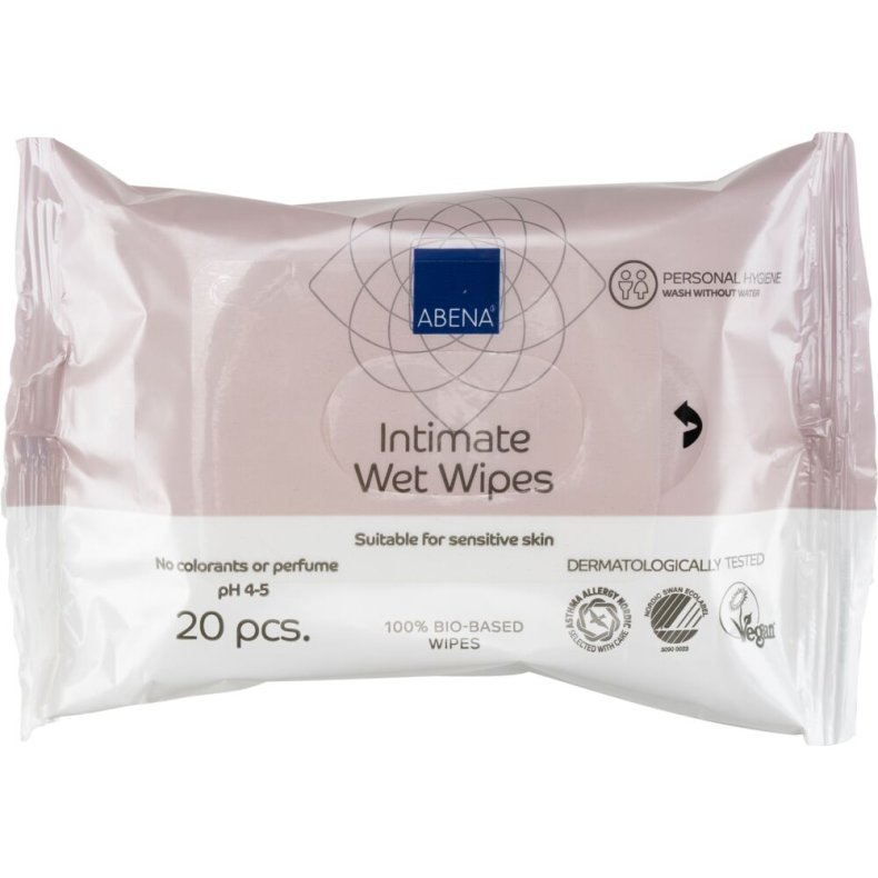 Intim v�dserviet, ABENA, Z-fold, 16x20cm, uden farve og parfume, med tape opening, 20 stk., engangs
