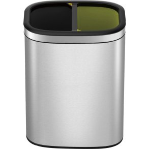 Papirkurv, EKO OLI-Cube, st�l mat, plast/rustfrit st�l, 2-rums, 2x10 l, plast inderspande, fingeraftryksfri *Denne vare tages ikke retur*