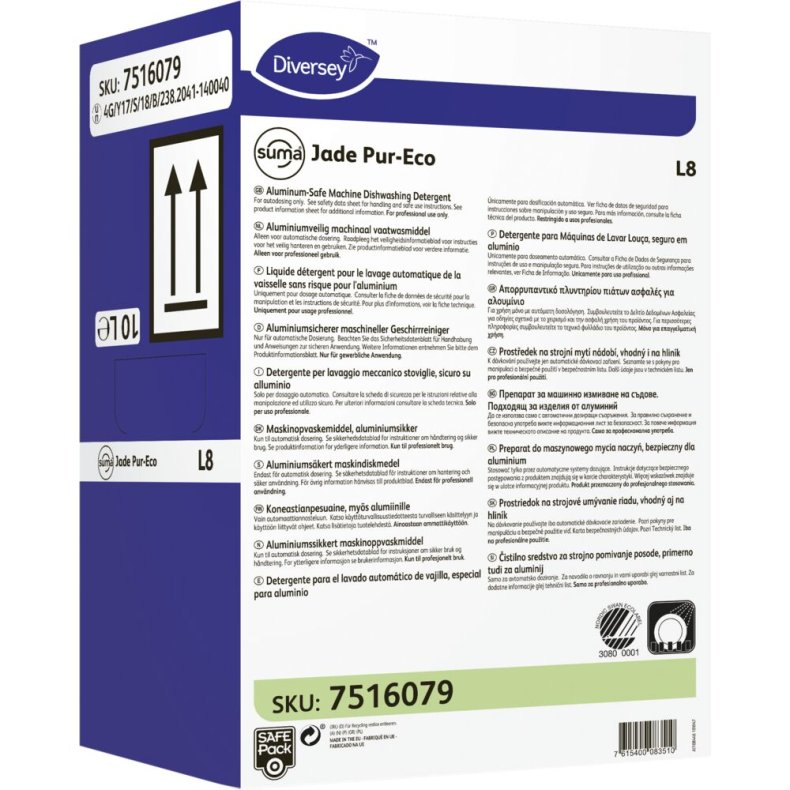 Maskinopvask, Diversey Suma Jade Pur-Eco L8, 10 l, SafePack, alusikker, uden klor