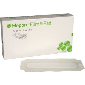 Filmforbinding, Mepore Film & Pad, 9x25cm, med s�rpude, steril, engangs *Denne vare tages ikke retur*
