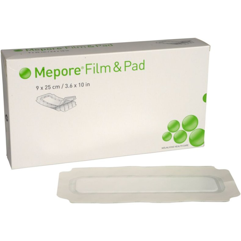 Filmforbinding, Mepore Film & Pad, 9x25cm, med s�rpude, steril, engangs *Denne vare tages ikke retur*