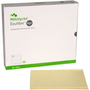 Fiberbandage Ag+, Exufiber, 20x30cm, steril, engangs *Denne vare tages ikke retur*