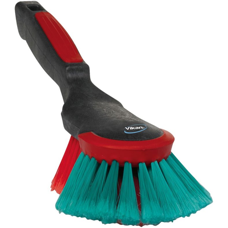 Autoh�ndb�rste, Vikan, sort, polyester/PP, Bl�d, spaltet, kort skaft, 55% genanvendt plast
