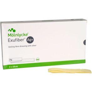 Fiberbandage Ag+, Exufiber, 2x45cm, steril, engangs *Denne vare tages ikke retur*