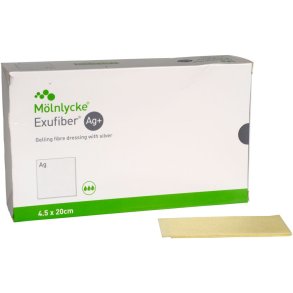 Fiberbandage Ag+, Exufiber, 4,5x20cm, steril, engangs *Denne vare tages ikke retur*