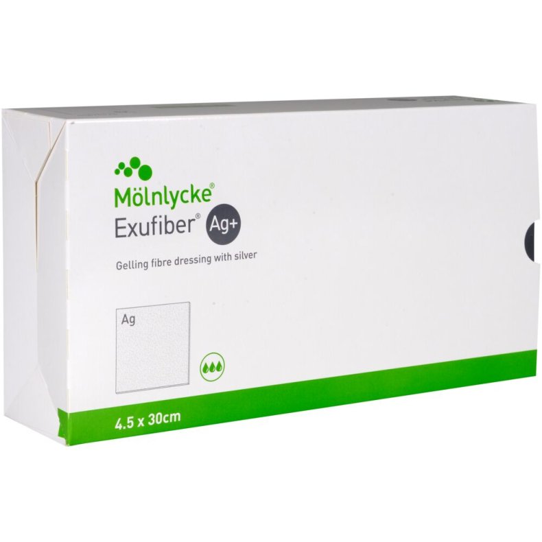 Fiberbandage Ag+, Exufiber, 4,5x30cm, steril, engangs *Denne vare tages ikke retur*