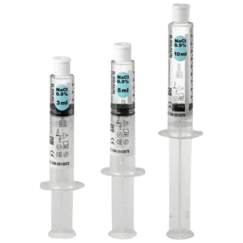 Spr�jte, B.Braun, OmniFlush, transparent, 5 ml, til. I.V., forfyldt med NaCl 0,9% i 10ml spr�jte, Steril, engangs *Denne vare tages ikke retur*