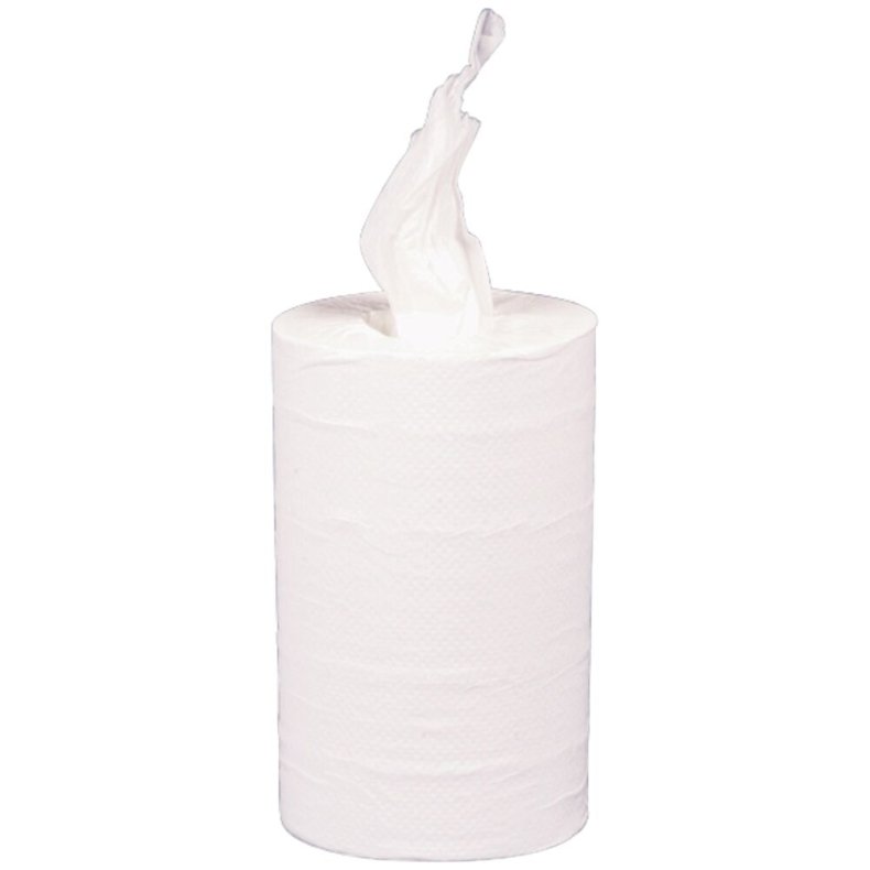 H�ndkl�derulle, neutral, 2-lags, Mini, 72m x 20cm, �13cm, hvid, papir/nyfiber, uden hylse