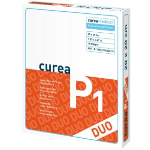 Superabsorberende s�rbandage, Curea P1 DUO, 20x20cm, hvid, uden kl�ber, steril, engangs *Denne vare tages ikke retur*