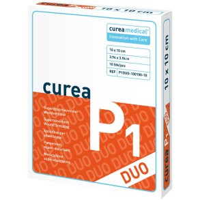 Superabsorberende s�rbandage, Curea P1 DUO, 10x10cm, hvid, uden kl�ber, steril, engangs *Denne vare tages ikke retur*