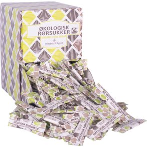 R�rsukker, i sticks, displayboks, 350x3g, �kologisk
