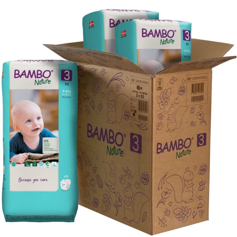 B�rneble, tapeble, milj�m�rket, Bambo Nature, 3, tall pack, 4-8 kg