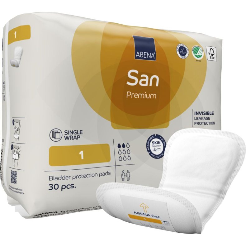 �ben ble, ABENA San Premium, 1, m�rkegul farvekode, med silikonepapir