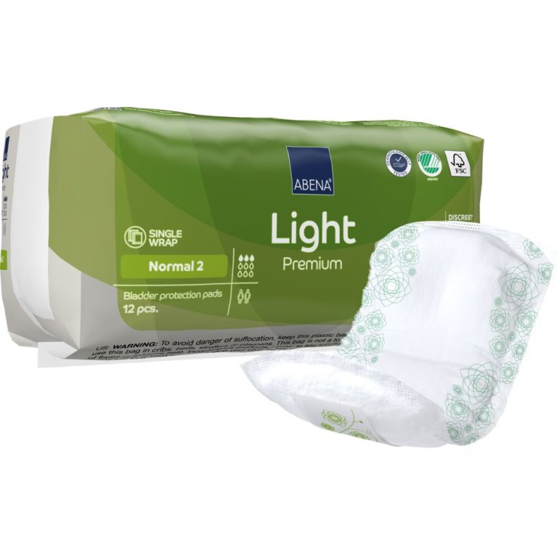 �ben ble, ABENA Light Premium, Normal 2, lysegr�n farvekode, med silikonepapir