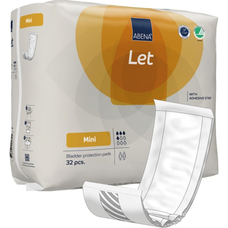 Bind, ABENA Let, Mini, hvid, m�rkegul farvekode, med silikonepapir, med SAP