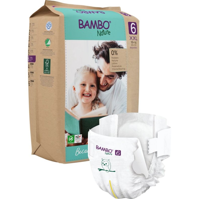 B�rneble, tapeble, milj�m�rket, Bambo Nature, 6, papirspose, paper bag, 16+ kg