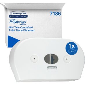 Dispenser, Kimberly-Clark Aquarius, Midi, 13,3x46,4x27,4cm, hvid, plast, til toiletpapir med centertr�k