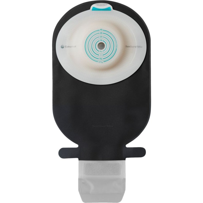 Ileostomipose, SenSura Mio Convex Bl�d, Midi, sort, 15-33 mm, 1-dels, t�mbar, opklipbar, vindue, b�lte�rer