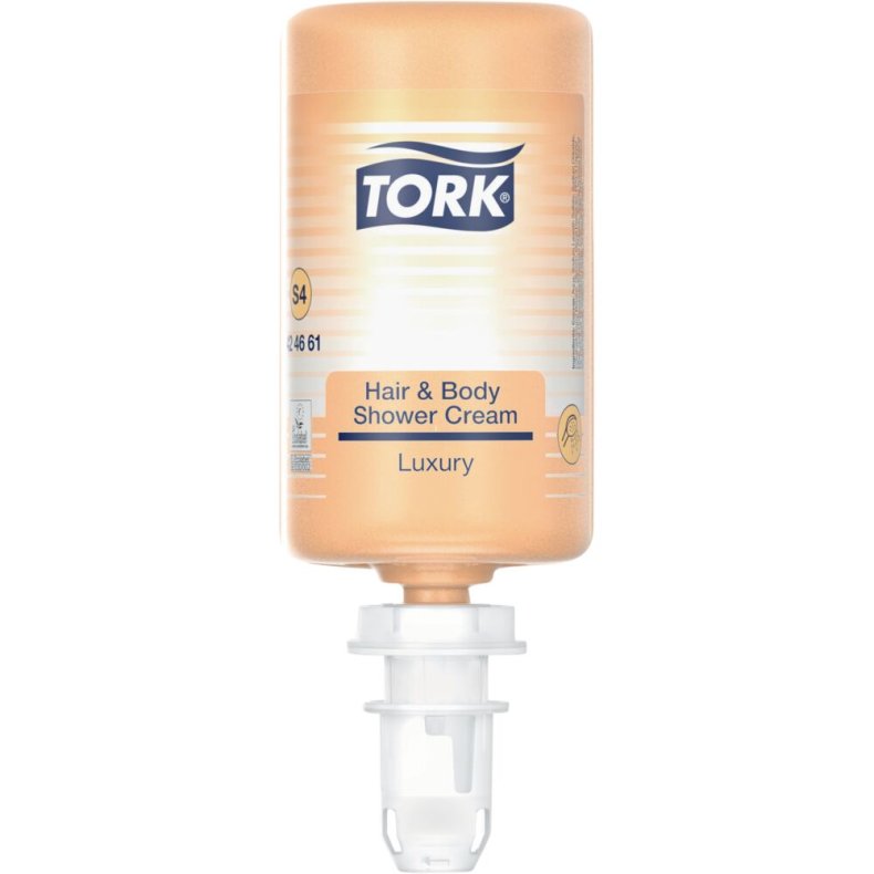 H�r og bodyshampoo, Tork S4, 1000 ml, med farve og parfume