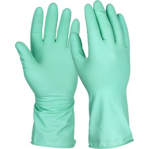 Latexhandske, Essentialz, M, gr�n, latex, pudderfri, med velour, anatomisk formet